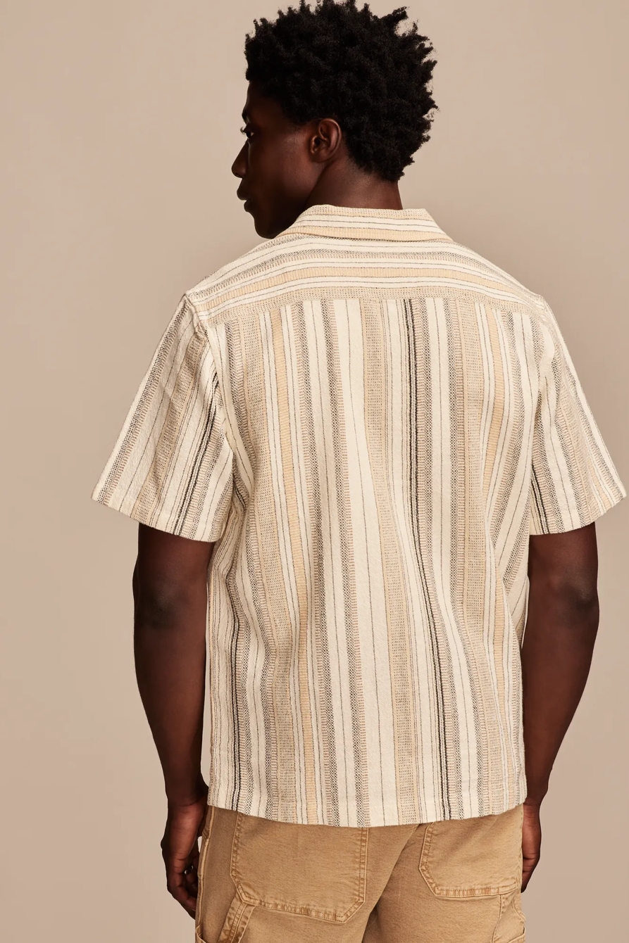 STRIPE SHORT SLEEVE CAMP COLLAR SHIRT — CREAM MULTI — image 5