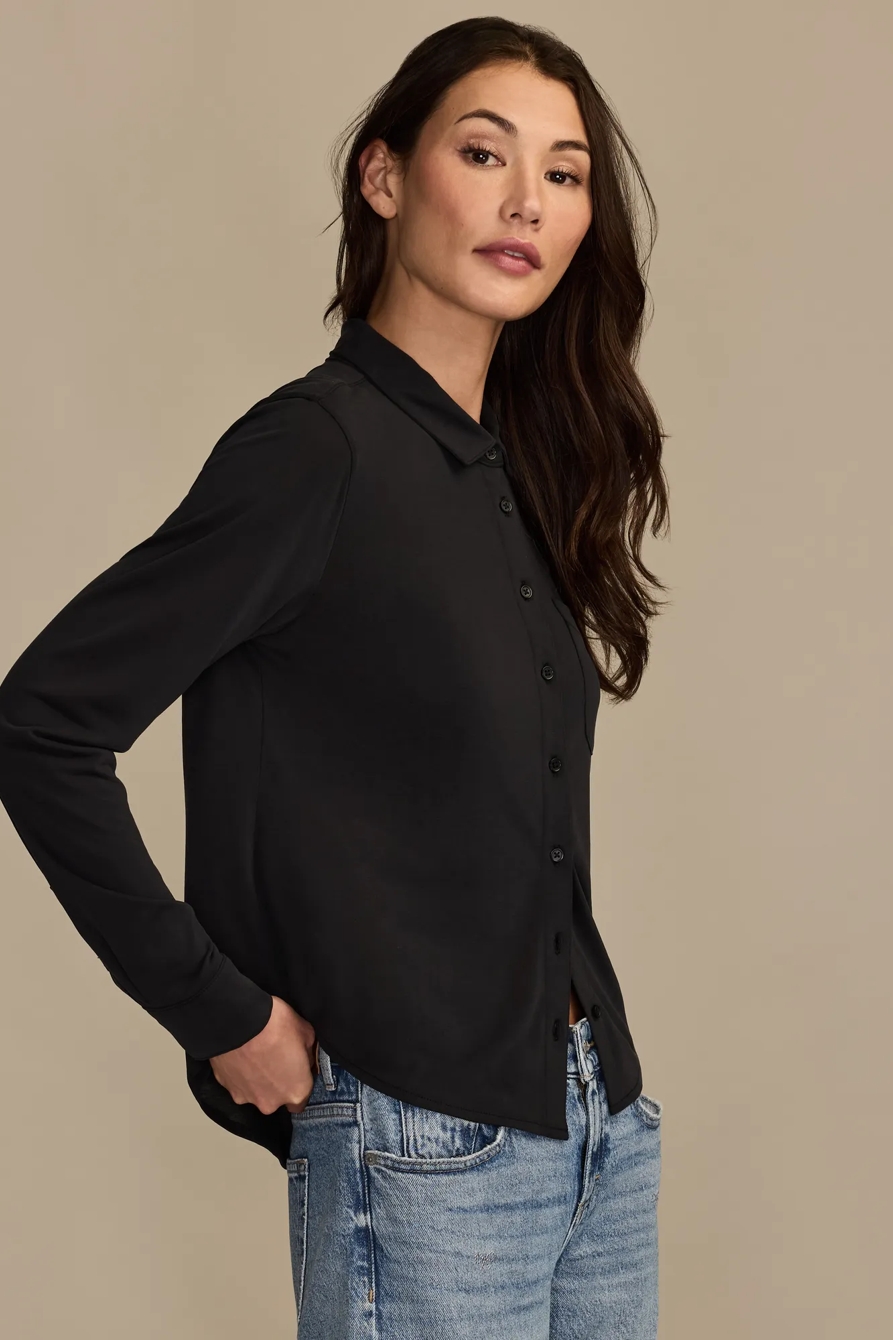 SANDWASH LONG SLEEVE BUTTON FRONT — JET BLACK — image 4