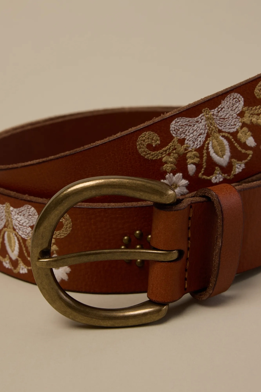 FLORAL VINTAGE BELT — MEDIUM BROWN — image 3
