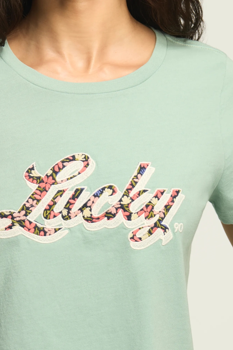 LUCKY LOGO FLORAL CLASSIC CREW — ETHER — image 2