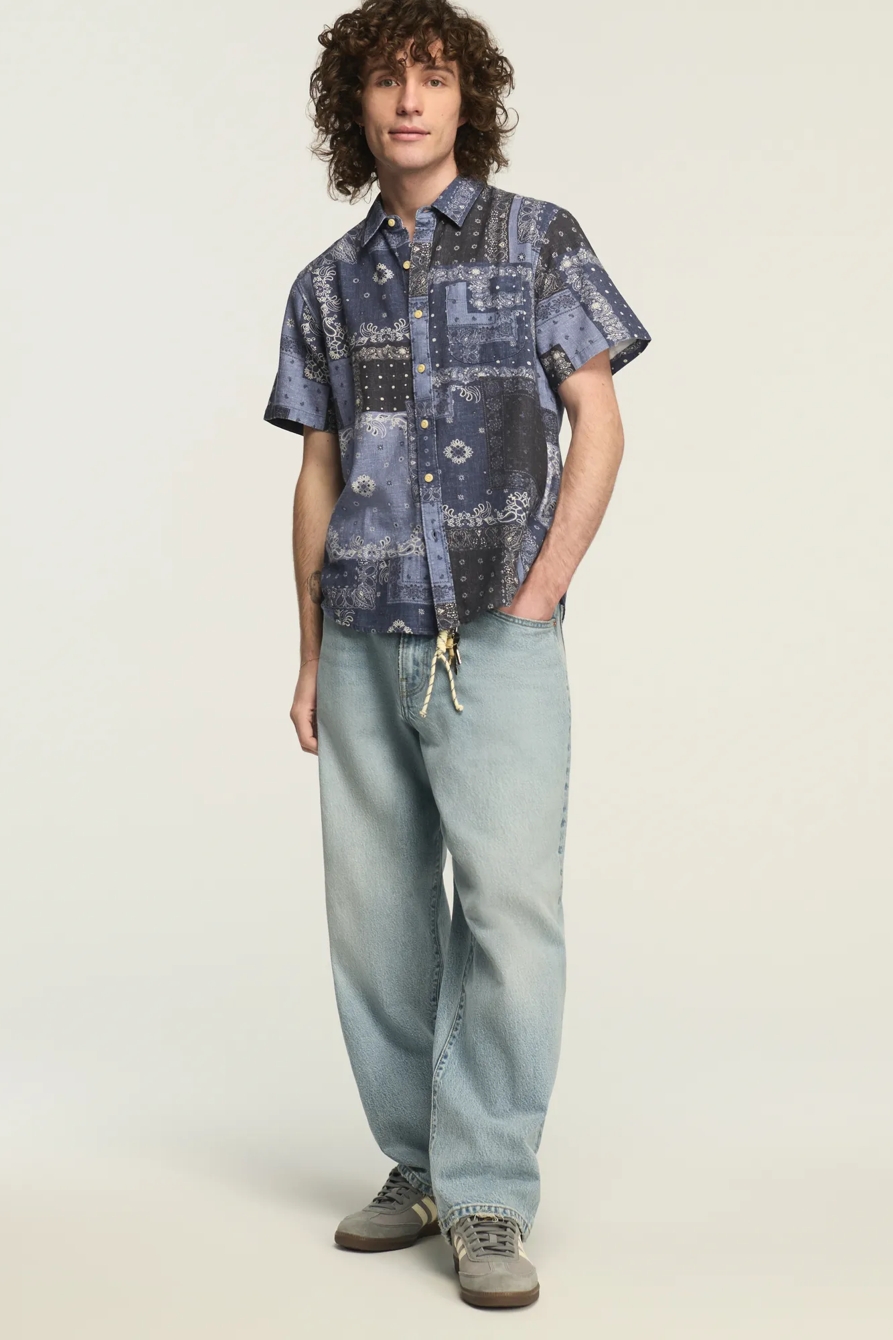 SHORT SLEEVE BANDANA PRINT SAN GABRIEL SHIRT — BLUE MULTI — image 5