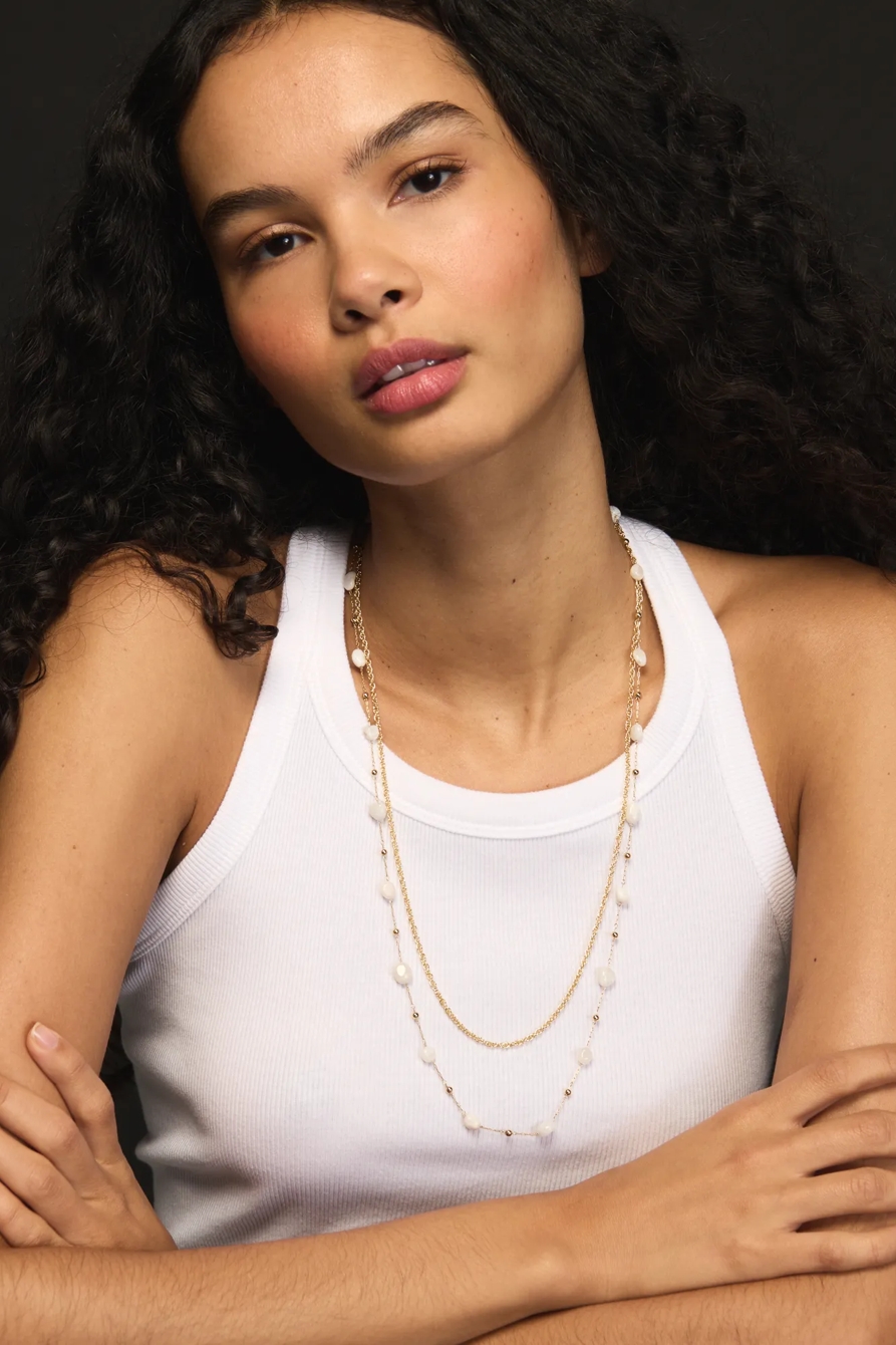 Layered Chain and Crystal Necklace — GOLD — image 1