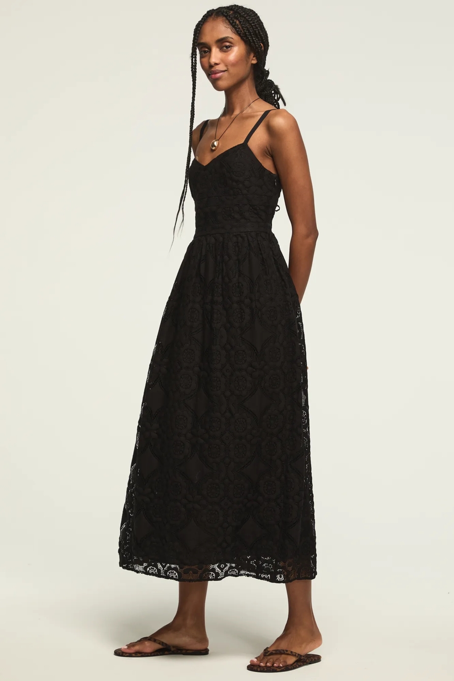 DROP WAIST BALLET MIDI DRESS — #001 BLACK — image 4
