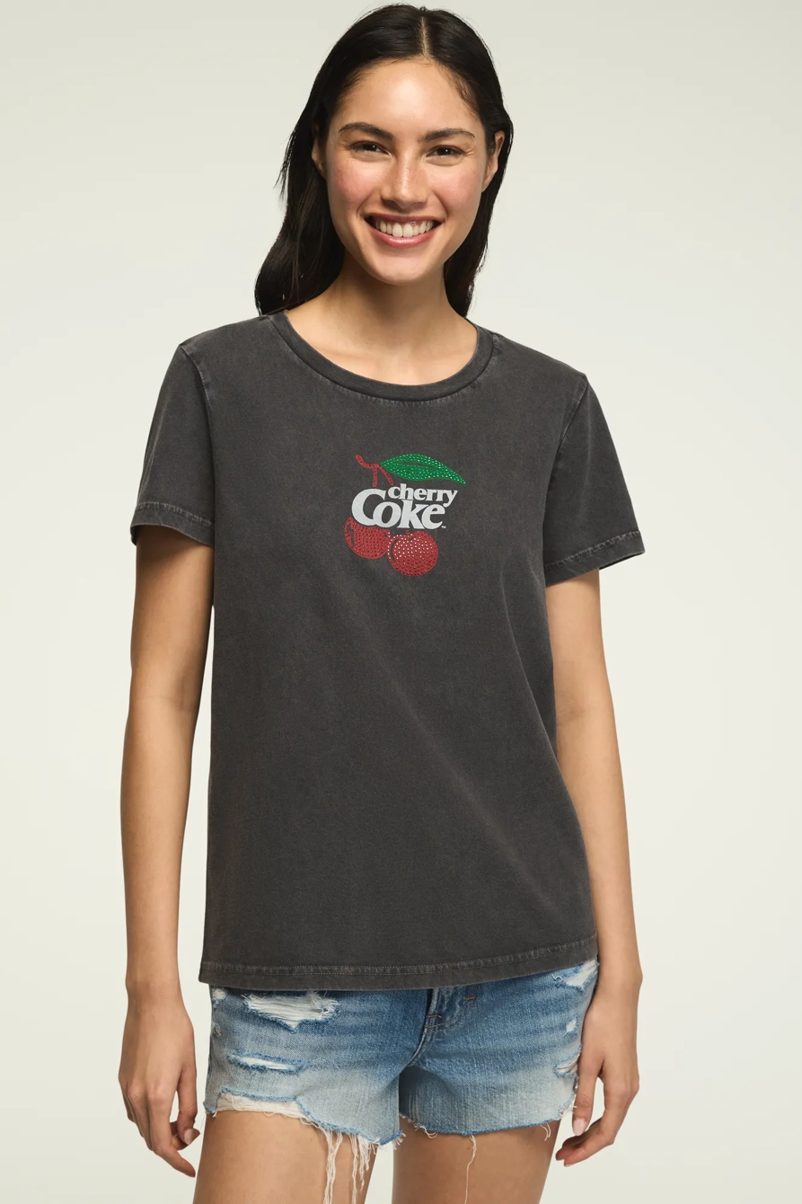 EMBELLISHED CHERRY COKE CLASSIC CREW — CAVIAR — image 2