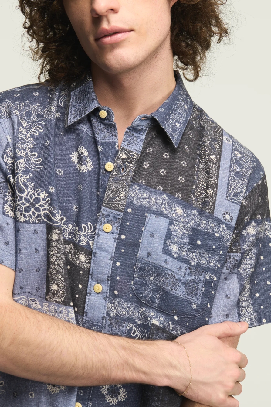 SHORT SLEEVE BANDANA PRINT SAN GABRIEL SHIRT — BLUE MULTI — image 2