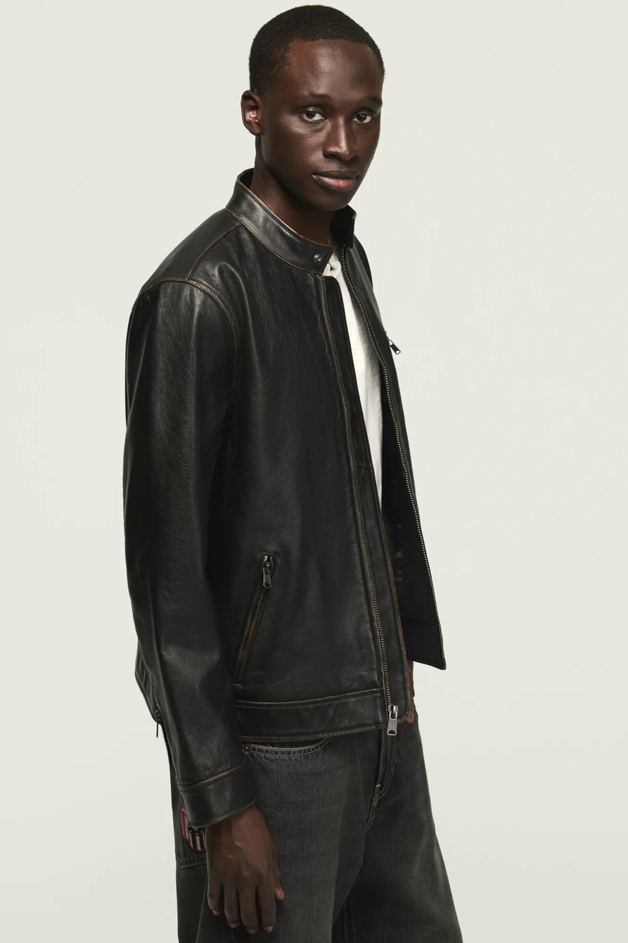 BONNEVILLE LEATHER JACKET — BLACK — image 4