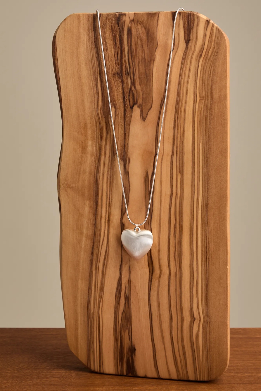 PUFFY HEART NECKLACE — SILVER — image 2