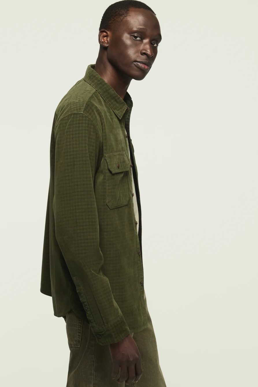PLAID CORDUROY LONG SLEEVE WORKSHIRT — GREEN PLAID — image 4