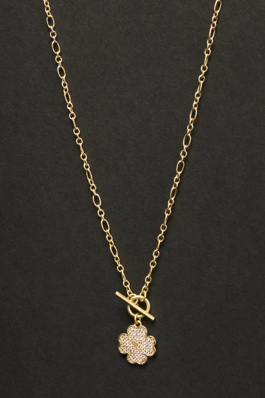 Clover Cross Toggle Necklace — GOLD — image 1