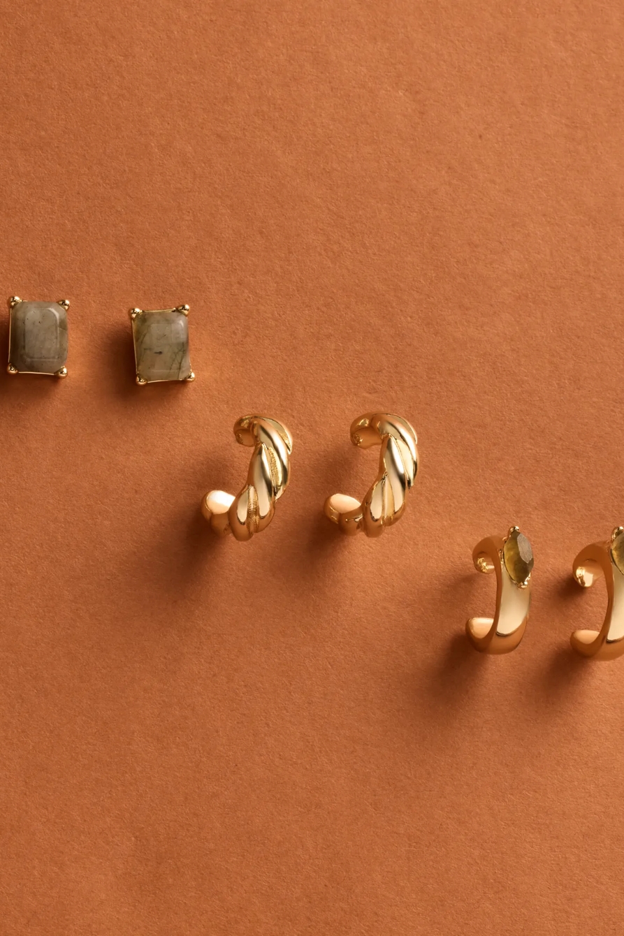 STONE EARRING SET — GOLD — image 1