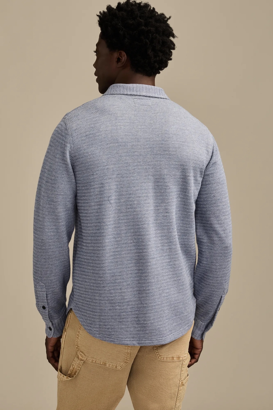 HERRINGBONE KNIT SHIRT — HEATHER BLUE — image 5
