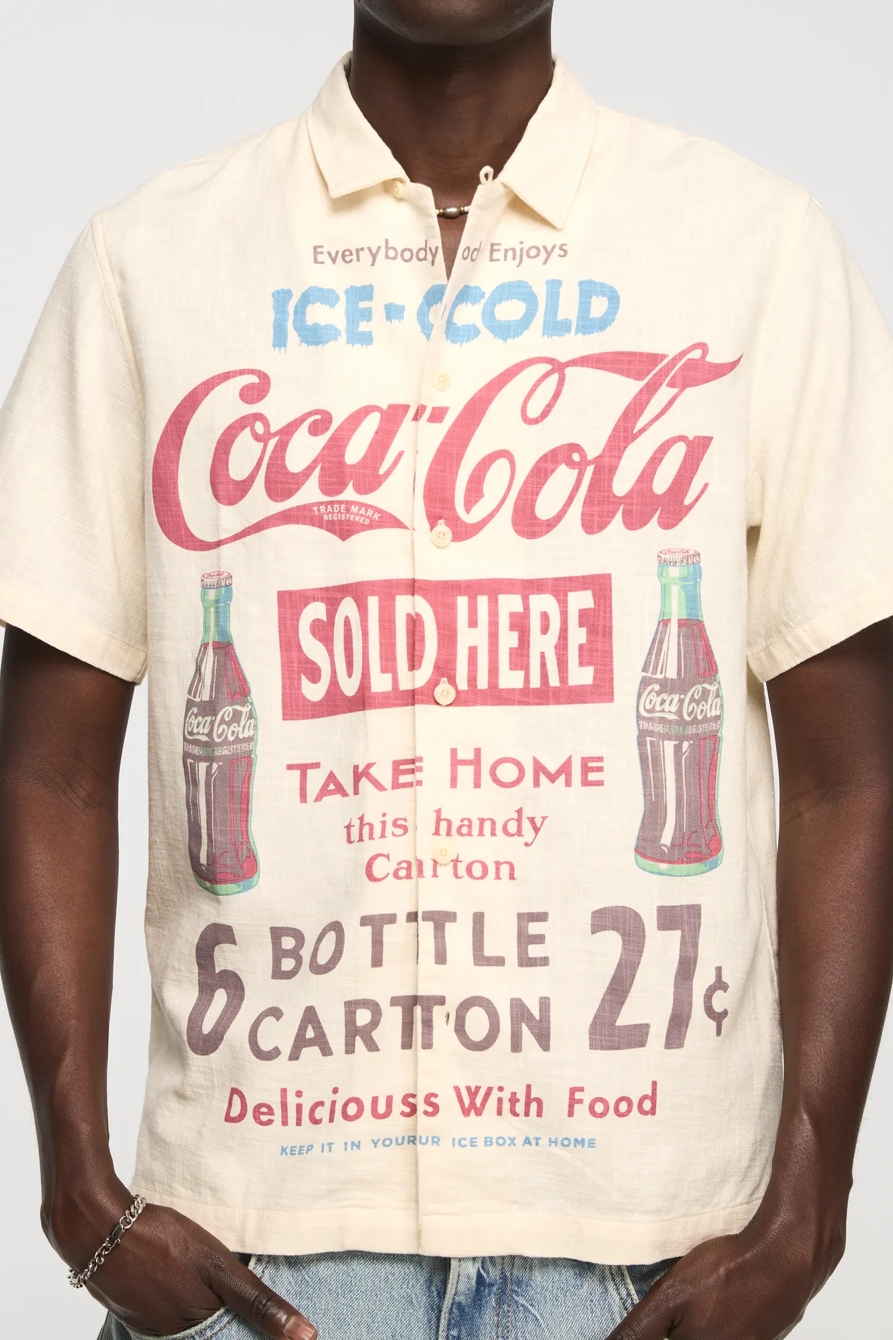 SHORT SLEEVE COCA COLA PRINTED SHIRT — NATURAL MULTI — image 2