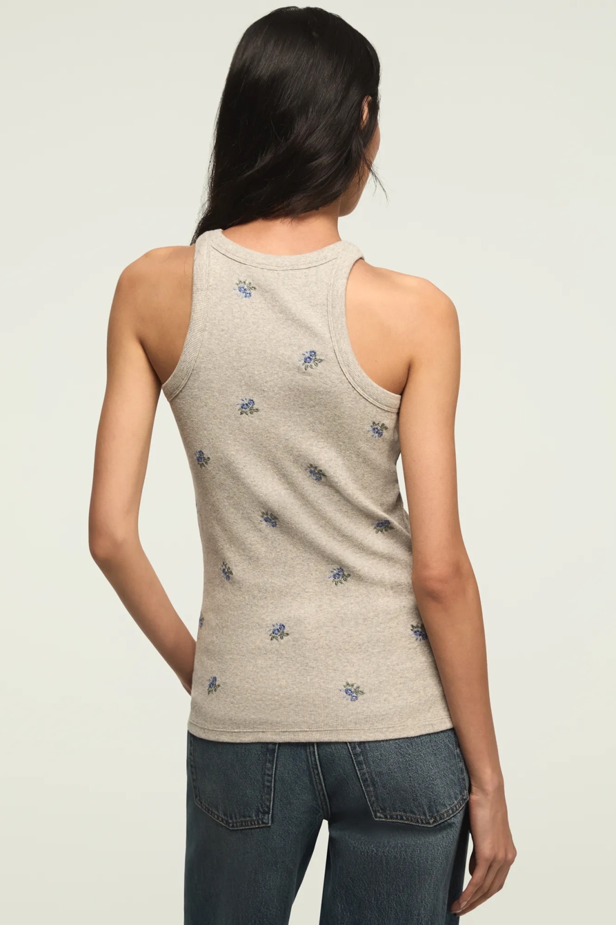 Ribbed Essential Tank — HEATHER GREY FLORAL — image 3
