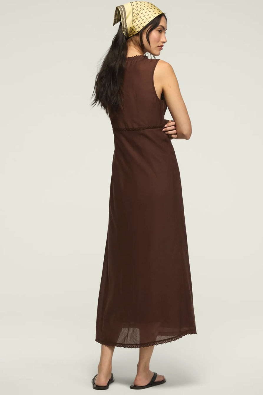 V NECK OTT SLIP DRESS — CHICORY COFFEE — image 3