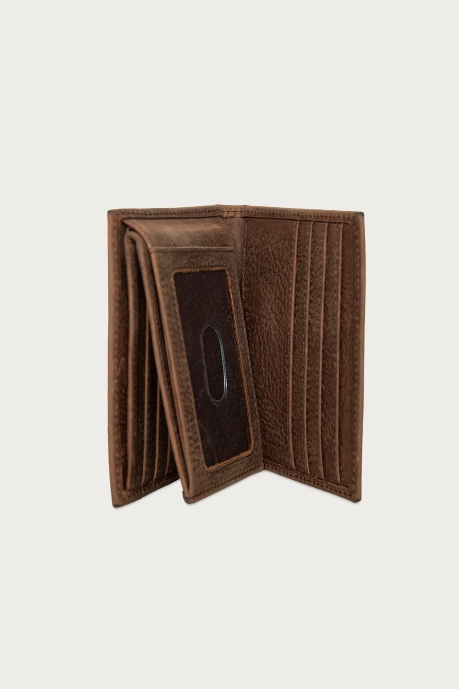 Double Stitched Leather L-Fold Wallet — DARK BROWN — image 6