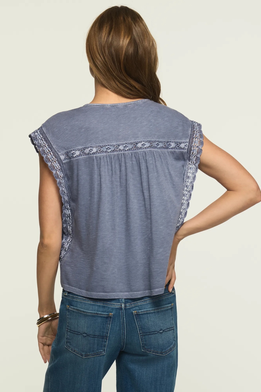 EMBROIDERED BOXY KNIT TOP — FLINT STONE — image 3