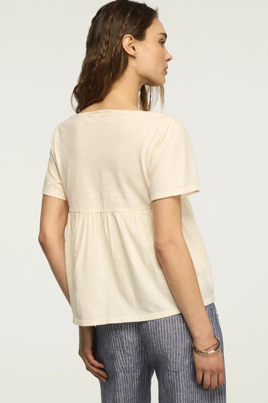 EMBROIDERED YOKE TASSLE TOP — WHISPER WHITE — image 3