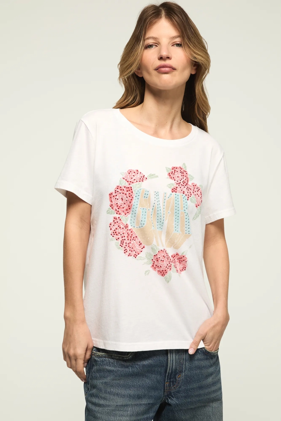 GUNS N ROSES EMBELLISHED CLASSIC CREW — BRIGHT WHITE — image 2