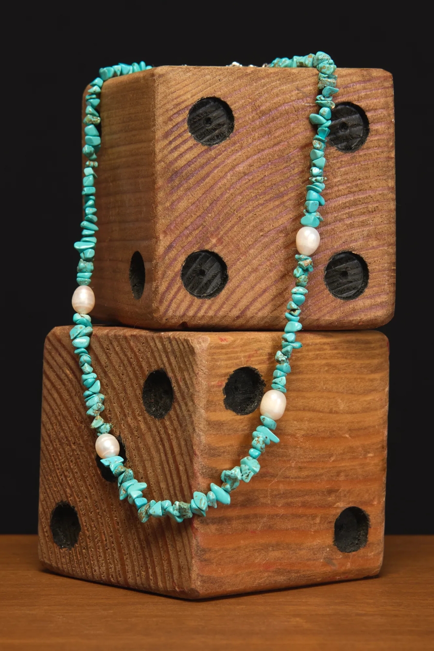 Turquoise Beaded Necklace — SILVER — image 2