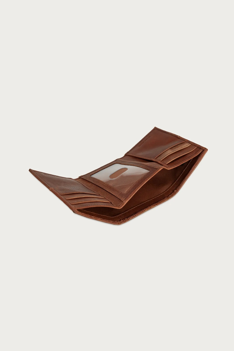 PLAID EMBOSSED LEATHER TRIFOLD WALLET — DARK BROWN — image 5