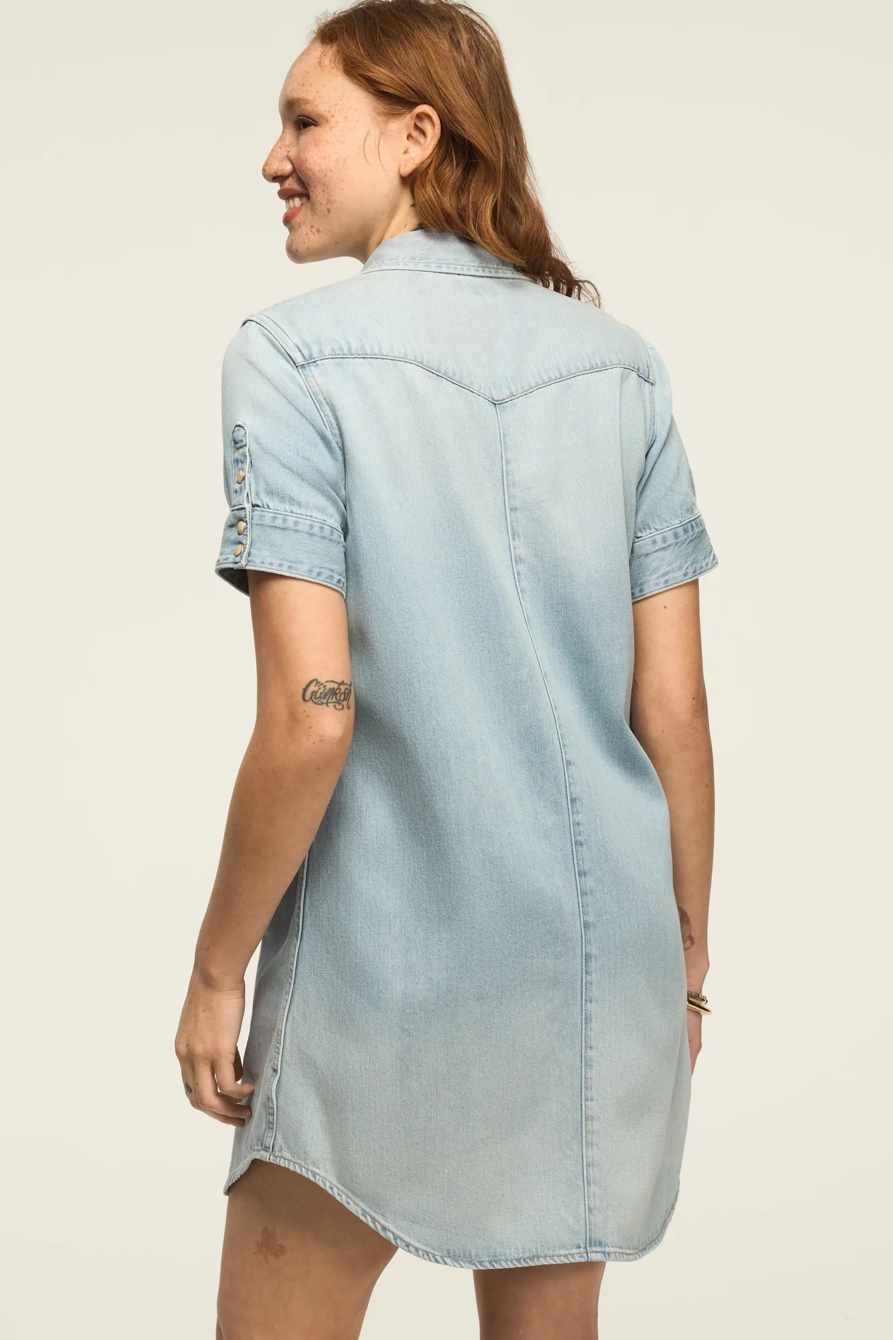 DENIM SHIRT DRESS — MARS BLUE — image 3