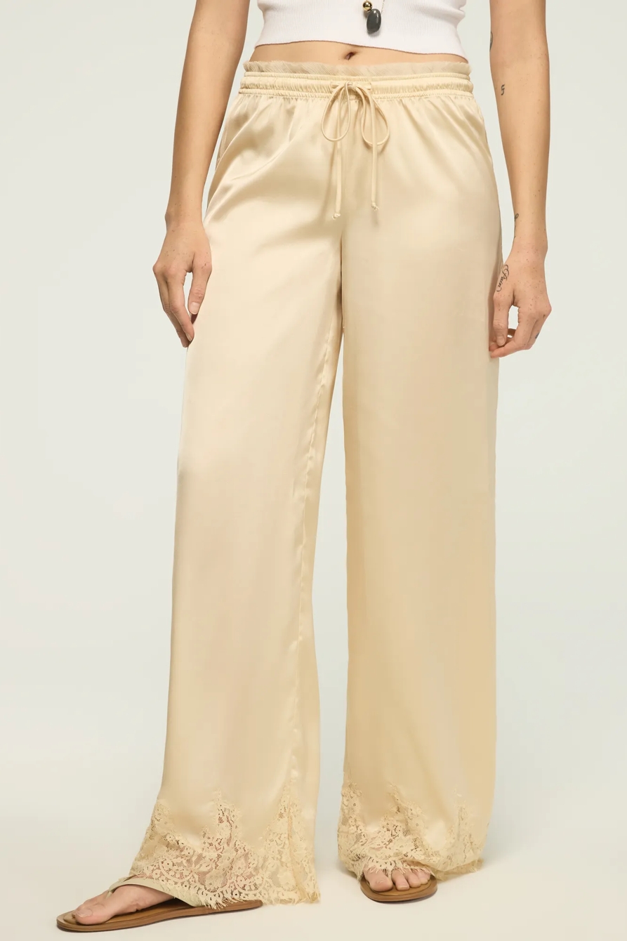 LACE TRIM PANT — CREAM — image 1