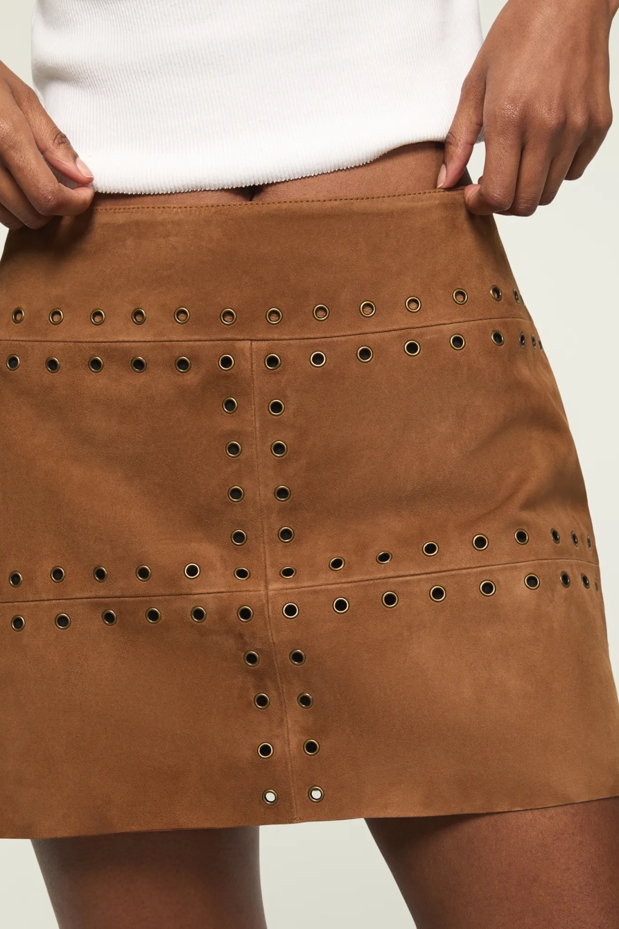 FESTIVAL SUEDE MINI SKIRT — BROWN — image 5