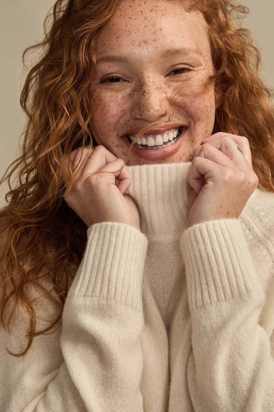 CASHMERE MOCK NECK SWEATER — ICE WHITE — image 2