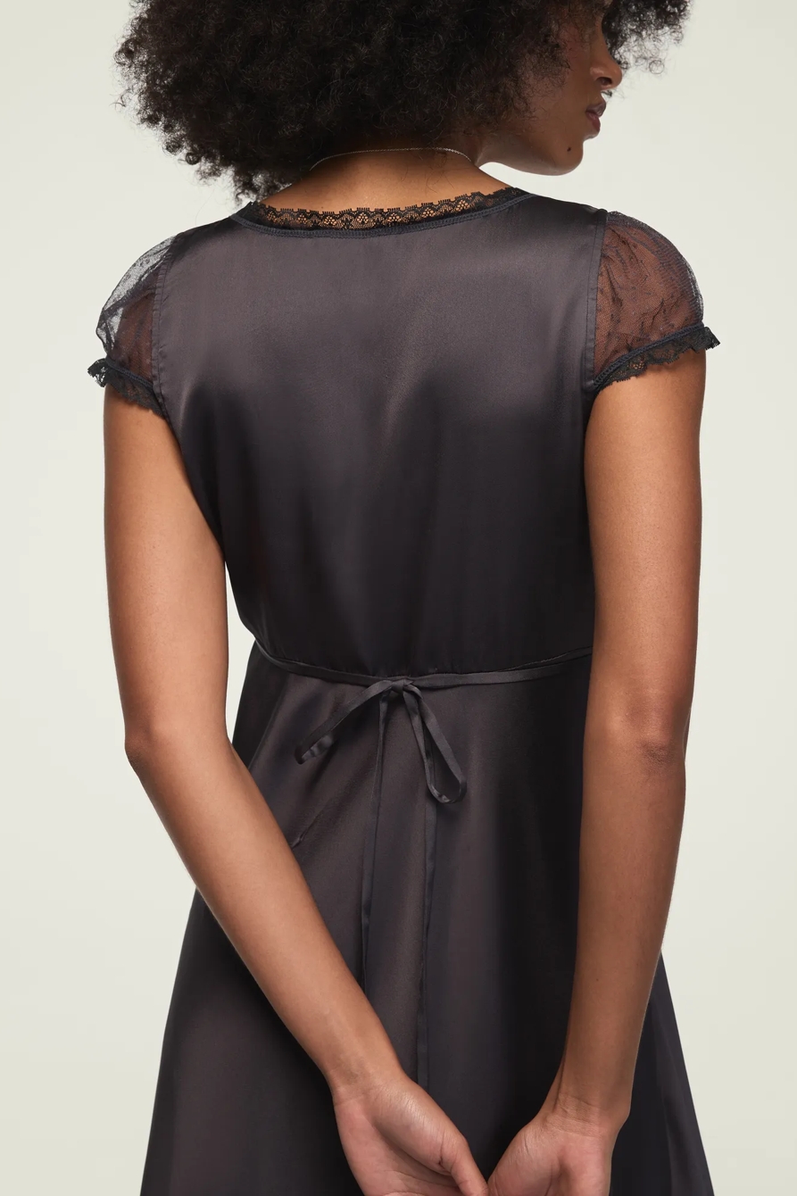 SHORT SLEEVE SIMONE LACE MAXI DRESS — INDIA INK — image 4