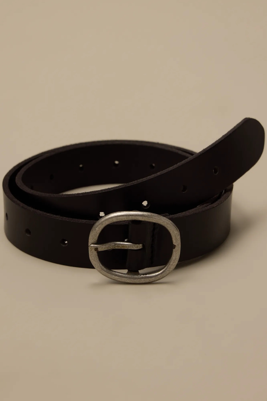 PULL THROUGH LEATHER BELT — BLACK — image 1