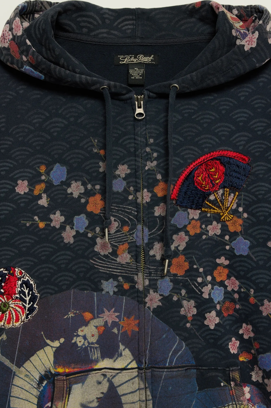 Lucky Brand Vintage Y2K Full Zip Hoodie — NAVY MULTI — image 3