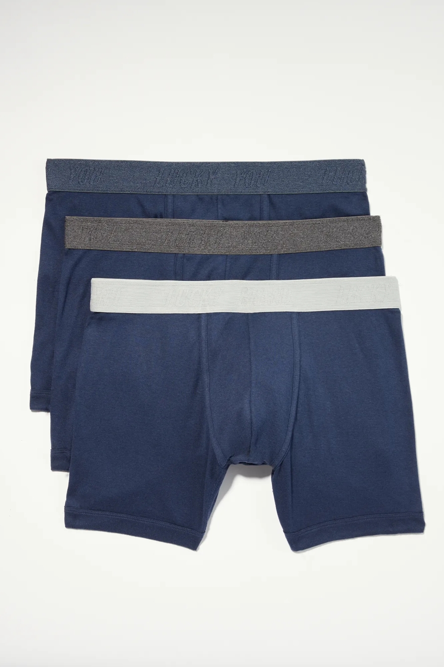3 PACK COTTON MODAL BOXER BRIEFS — MEDIUM LIGHT BLUE — image 1
