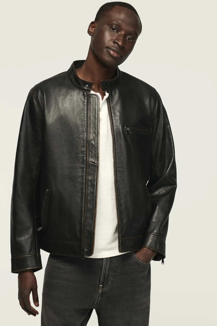 BONNEVILLE LEATHER JACKET — BLACK — image 1