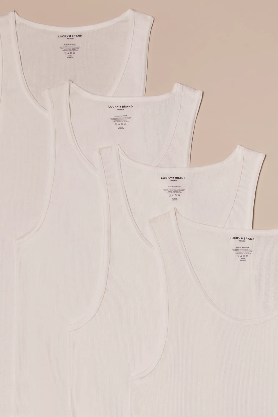 4 PACK A-SHIRT TANK TOPS — WHITE — image 2