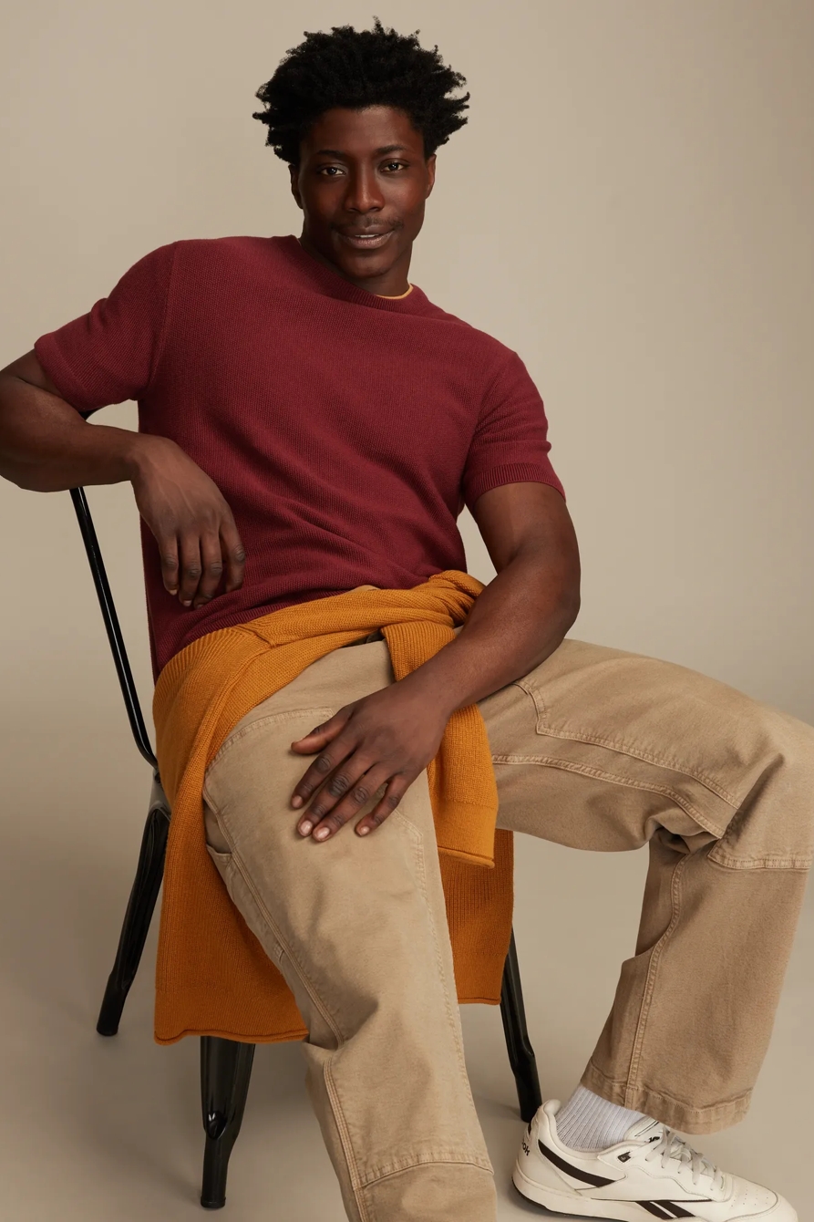 SHORT SLEEVE CREW NECK SWEATER — SYRAH — image 5