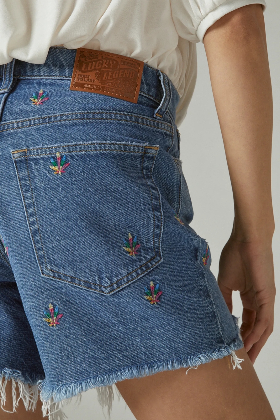 LUCKY LEGEND EMBROIDERED 5" HIGH RISE 90s MIDI SHORT — GROUND BREAKING — image 6