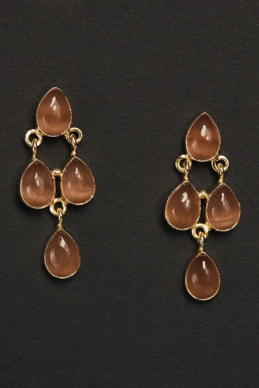 ROSE DIAMOND DROP EARRINGS — GOLD — image 2