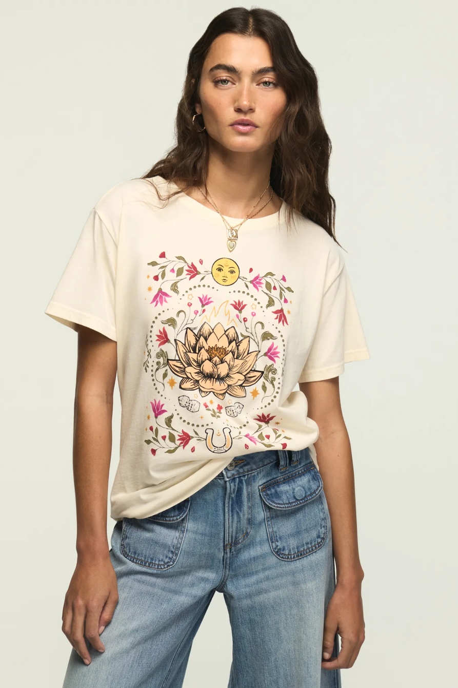PAINTED LOTUS BOYFRIEND TEE — WHITECAP GRAY — image 1
