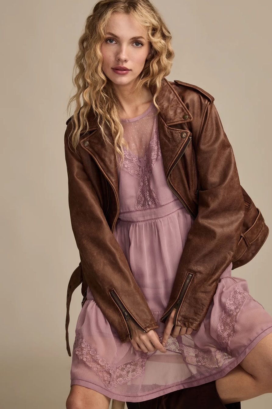 MESH TIERED MINI DRESS — MAUVE SHADOWS — image 5