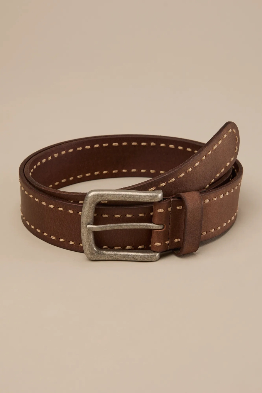 LEATHER CORD LACING BELT — DARK BROWN — image 1