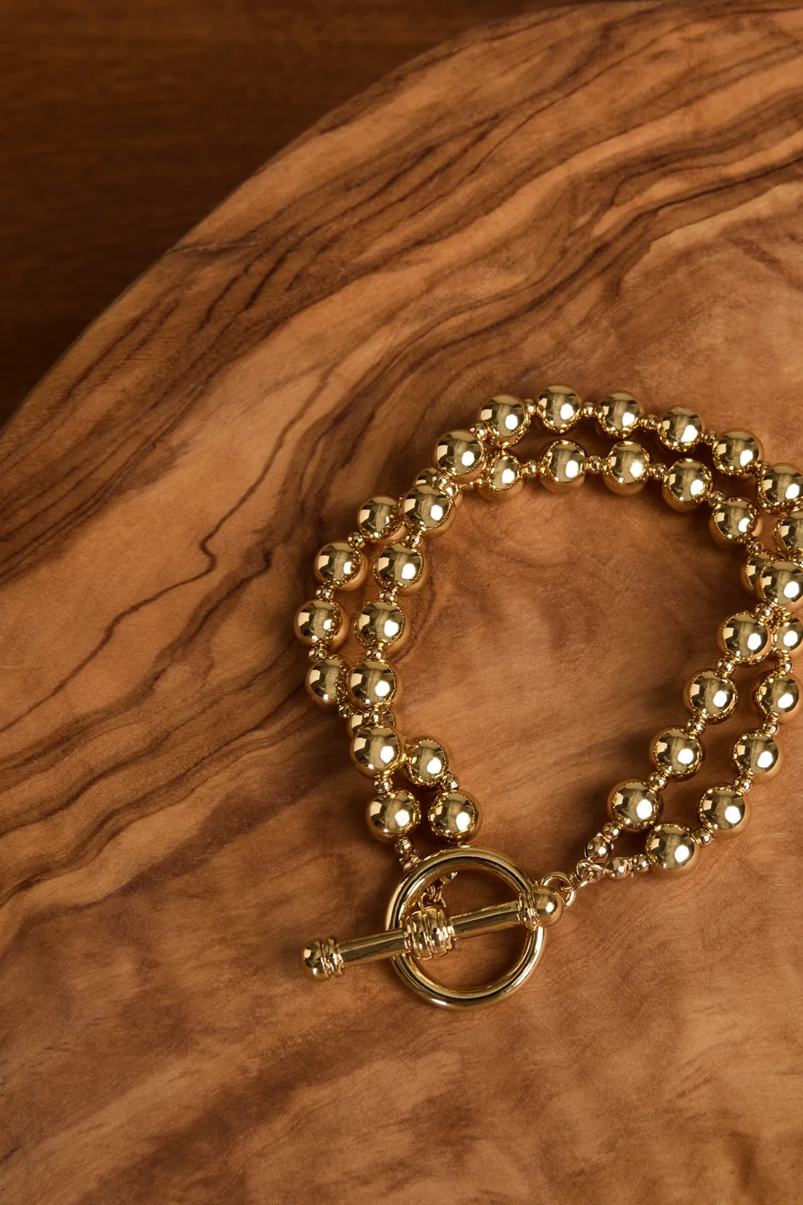 BALL CHAIN TOGGLE BRACELET — GOLD — image 2