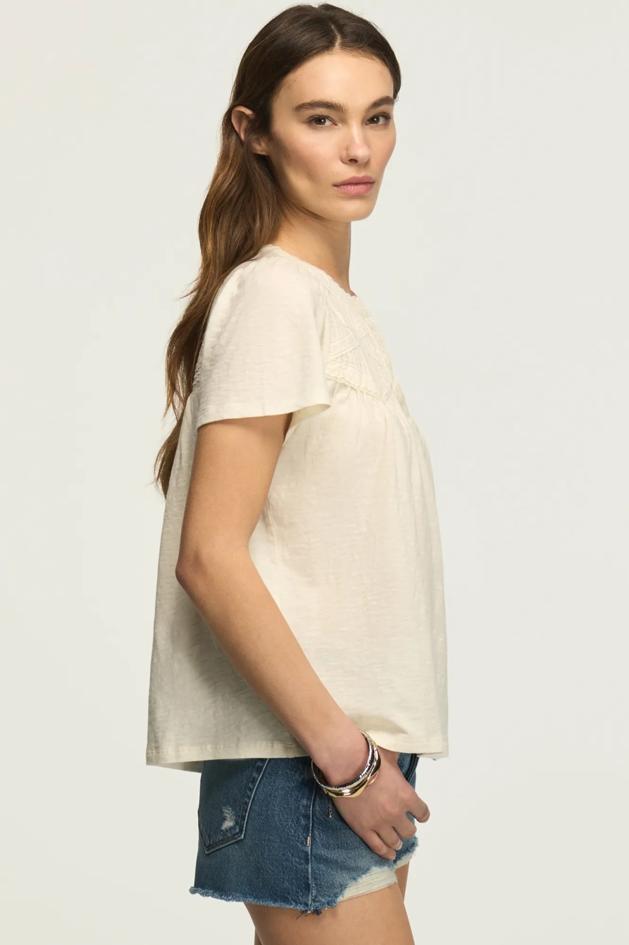 LACE PINTUCK NOTCH TOP — WHISPER WHITE — image 4