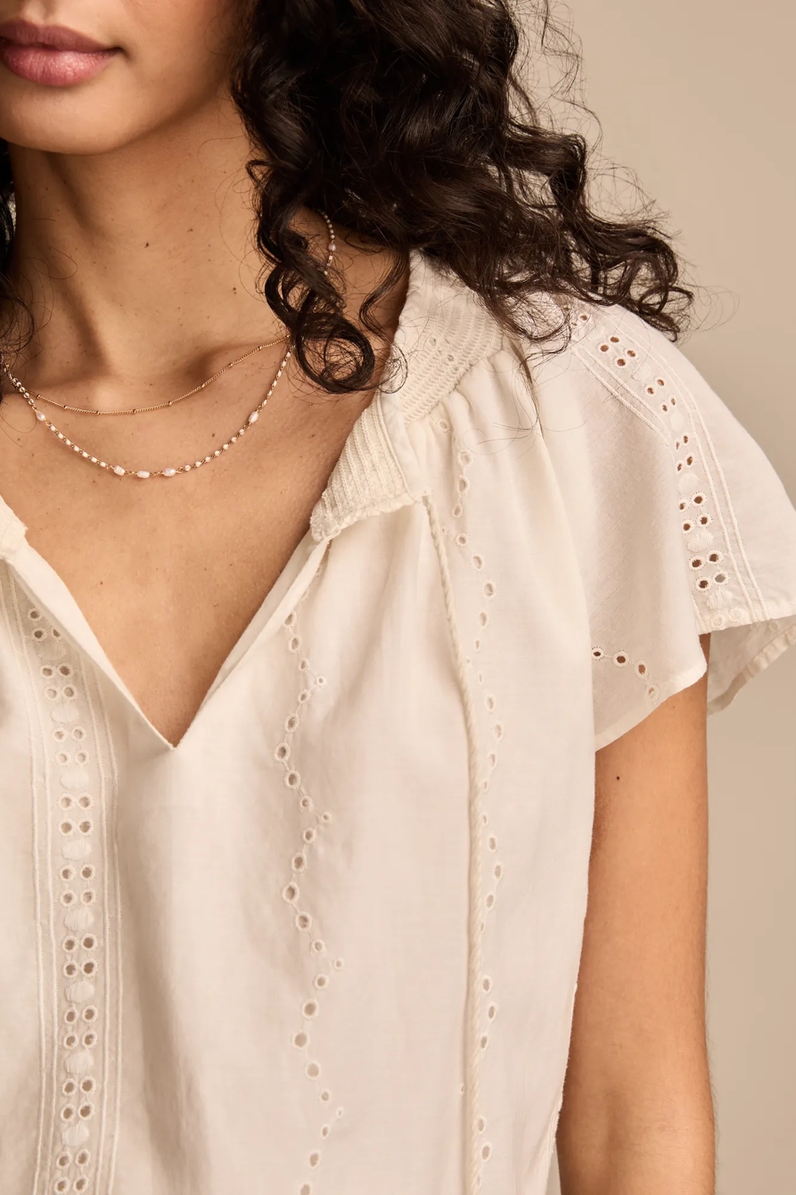 FLUTTER SLEEVE TOP — TOFU — image 2