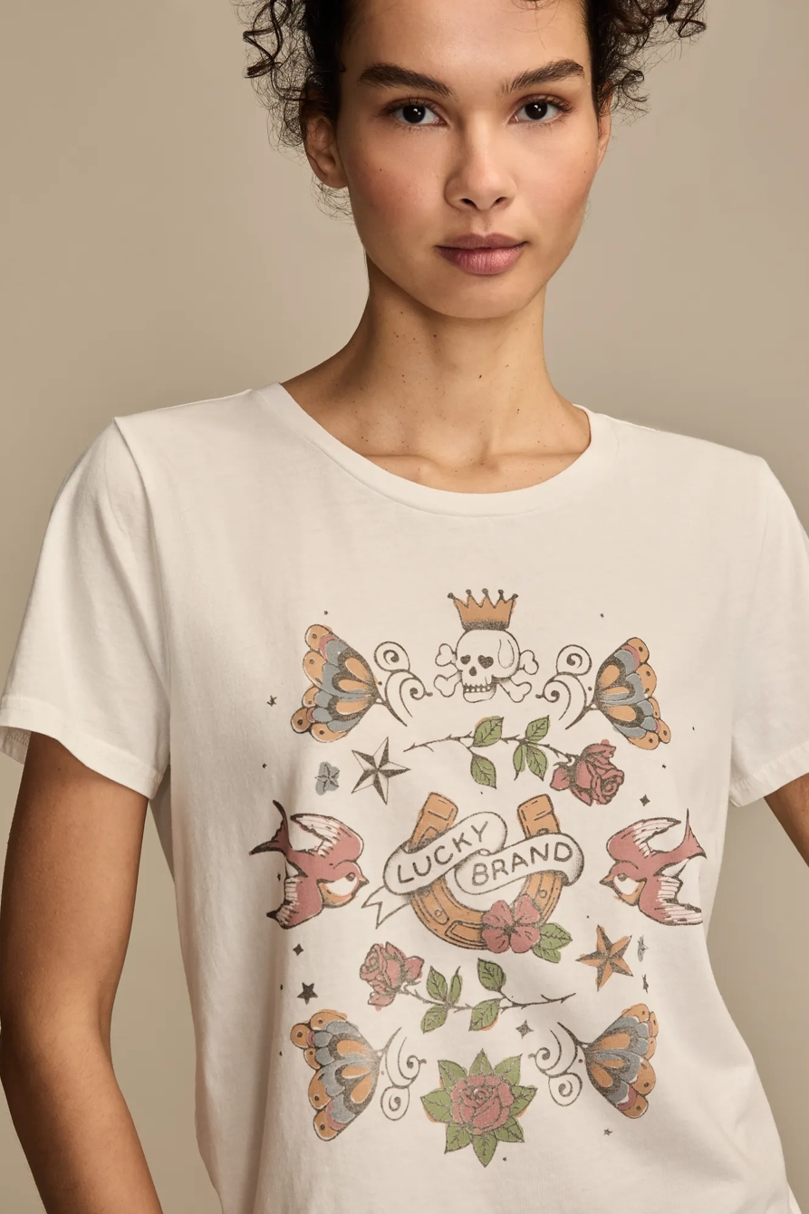 TATTOO BIRDS CLASSIC CREW — CREAM — image 1