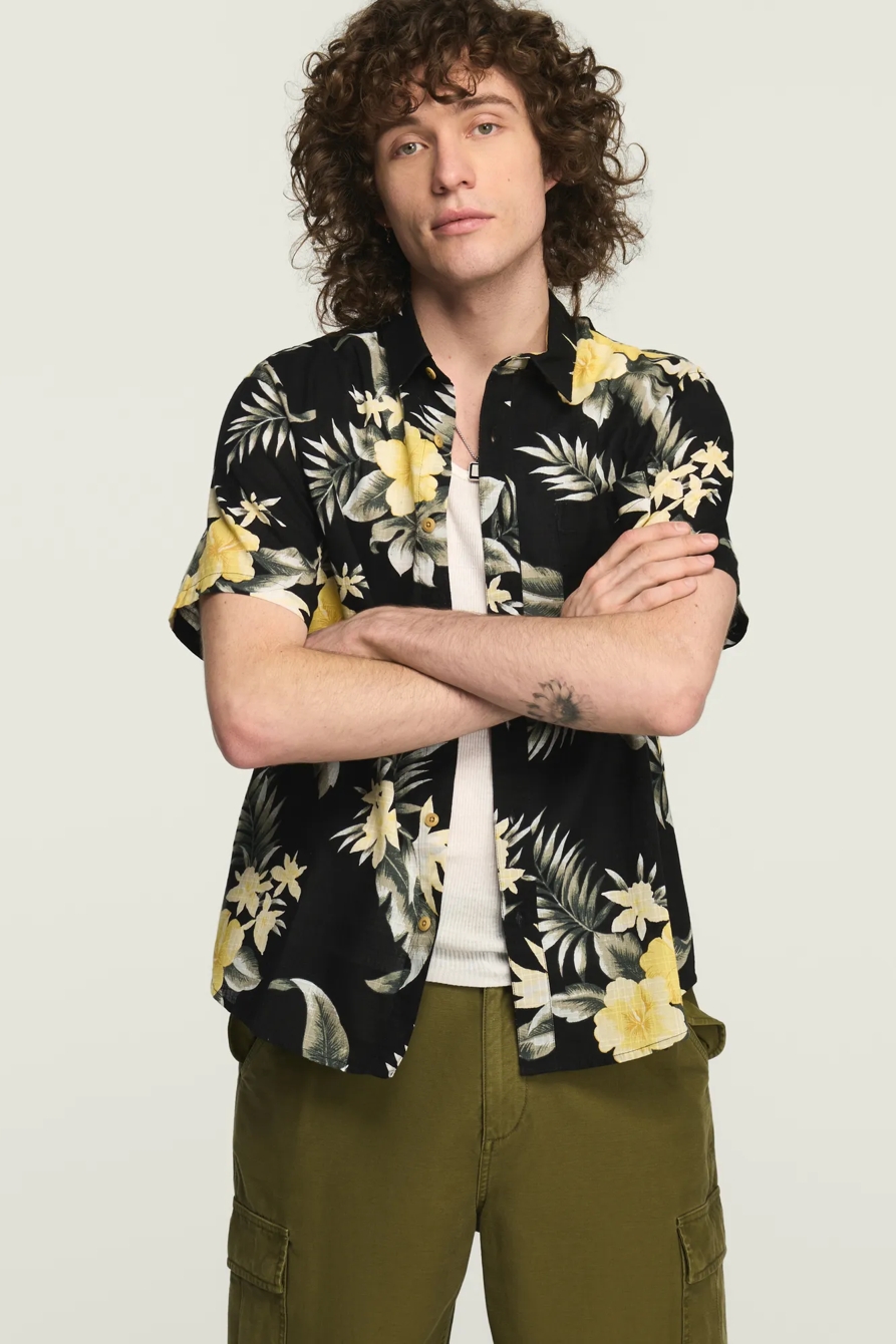 SHORT SLEEVE PRINTED SAN GABRIEL SHIRT — BLACK FLORAL — image 2