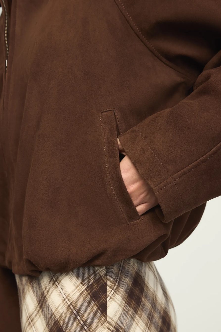 SUEDE BUBBLE JACKET — BROWN STONE — image 2