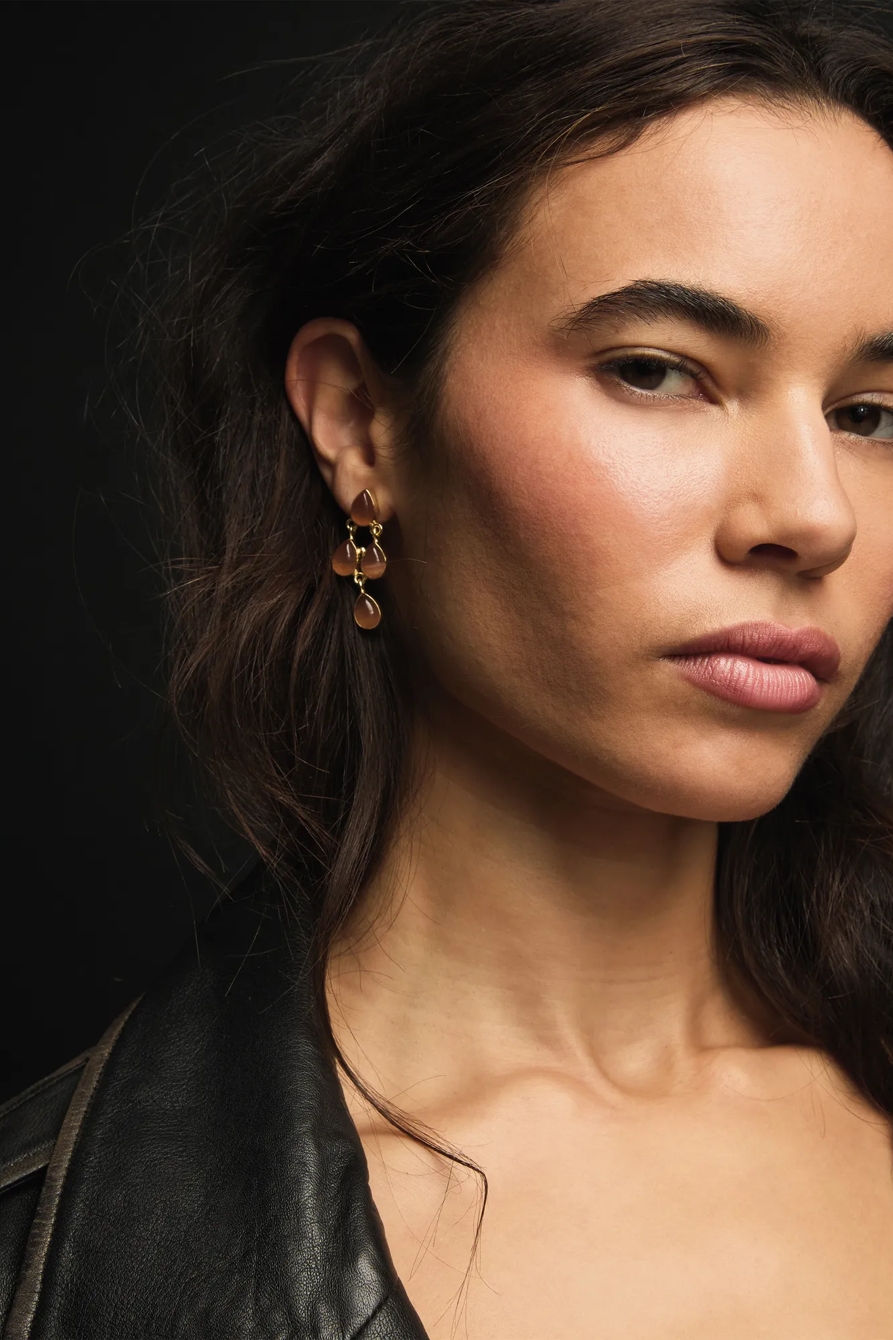 ROSE DIAMOND DROP EARRINGS — GOLD — image 3