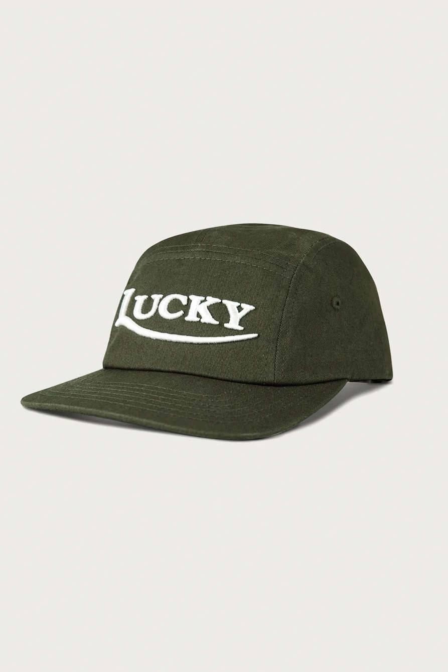Lucky Embroidered 5 Panel Hat — LIGHT GREEN — image 1