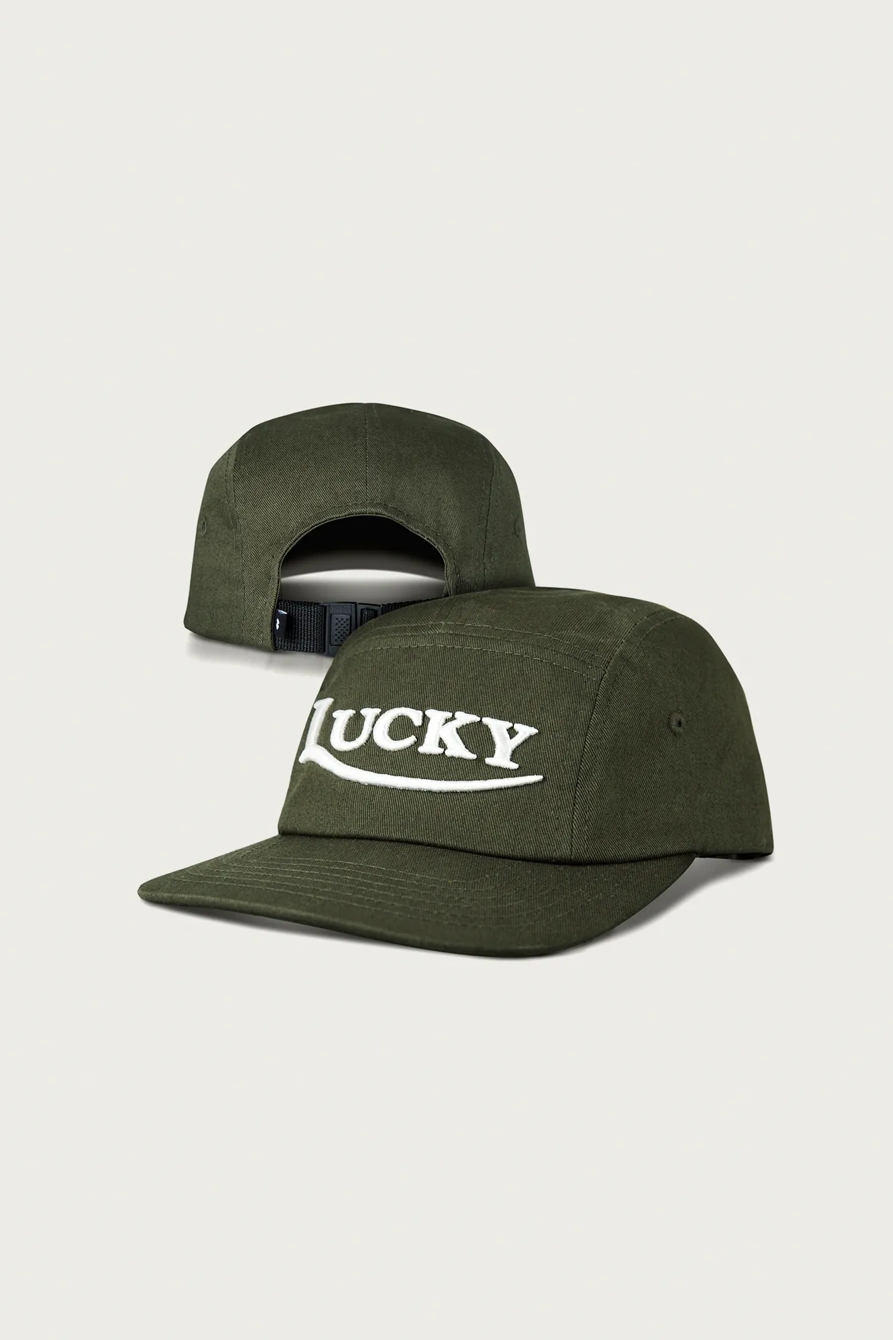 Lucky Embroidered 5 Panel Hat — LIGHT GREEN — image 6