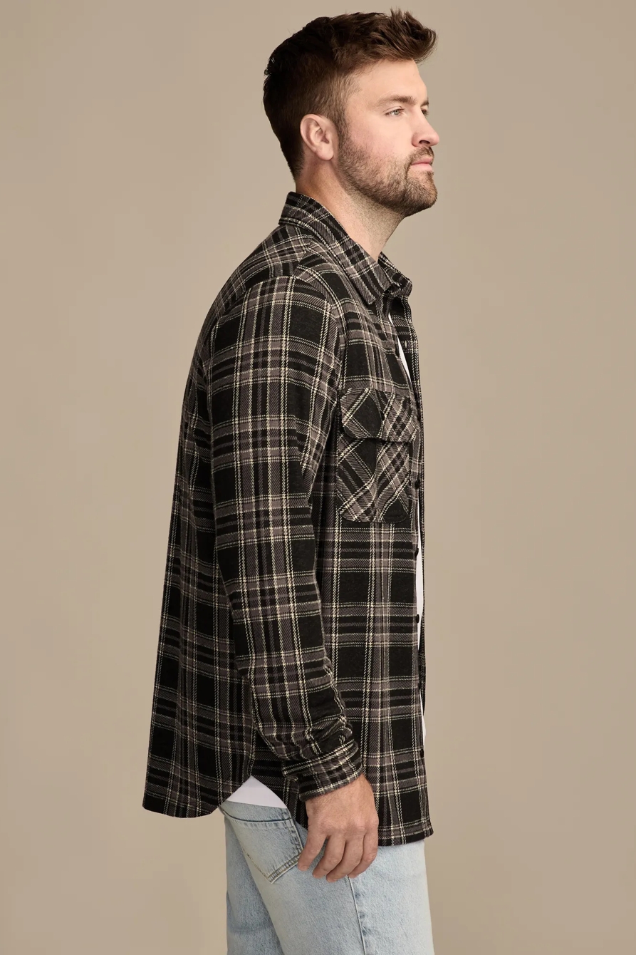 BIG & TALL BRUSHED KNIT SHIRTING — CAVIAR MULTI — image 4